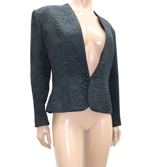VALENTINO Designer Classic Black Textured Jacquard Blazer Jacket 14 - Picture 2 of 9